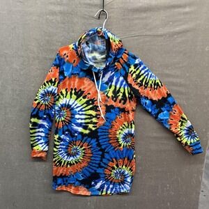 Almost Famous Hoodie Womens Medium Tie Dye Pullover Multicolor Stretch Fleece